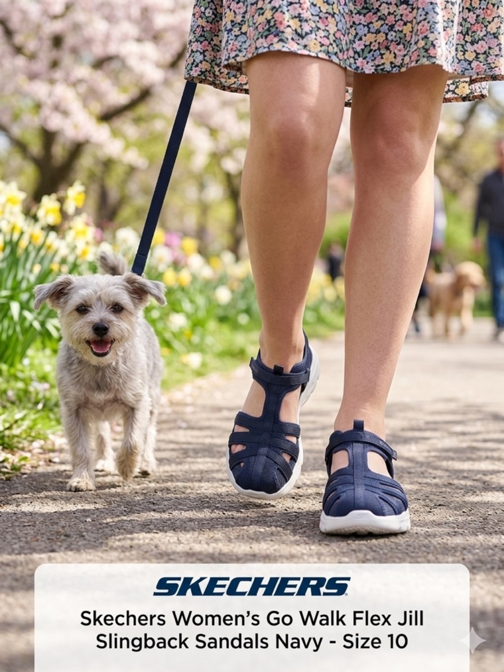 Skechers Women's Go Walk Flex Jill Slingback Sandals Navy Size 10